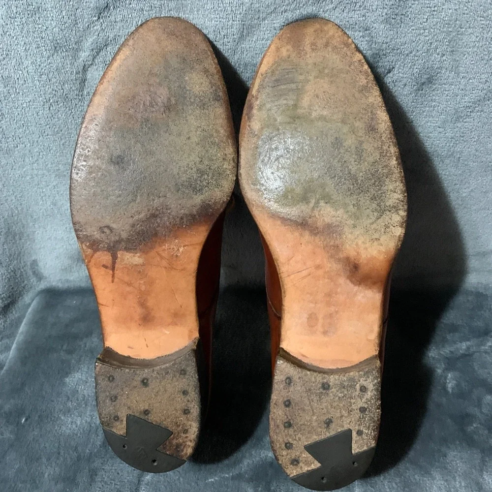 Bally Mens Brown Leather Derby Dress Shoes Made in Italy Lace Up Plain Toe 9.5
